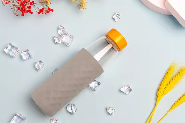 Bamboo covered silicone covered glass water bottle 3 Bamboo covered silicone covered glass water bottle 3