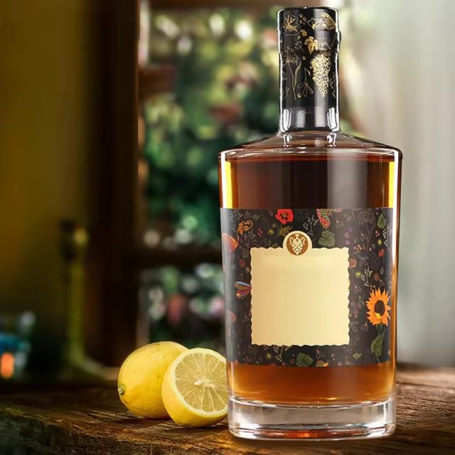 Elliptical flask glass liquor bottle 3