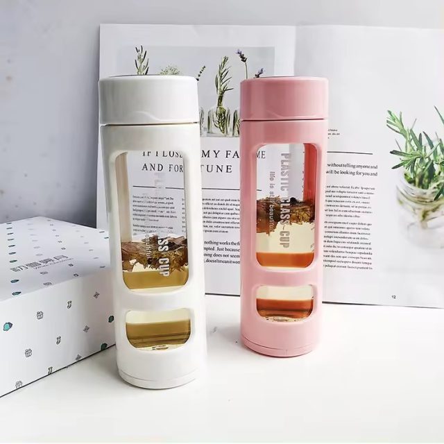 Juice Shaker with Bamboo Cap Tea Bottle 1 1