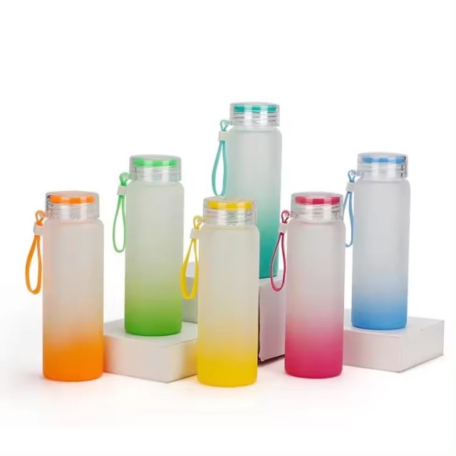 Matte glass water bottle frosted gradient color 5 Matte glass water bottle frosted gradient color 5