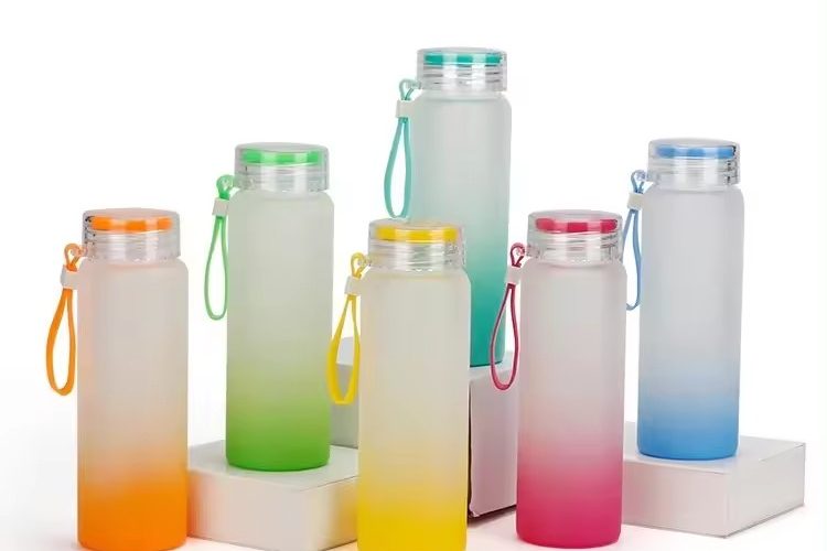 Matte glass water bottle frosted gradient color 5 Matte glass water bottle frosted gradient color 5