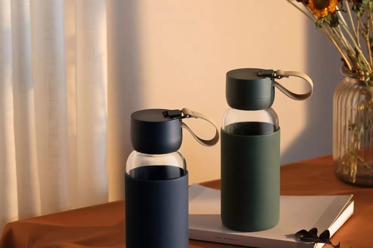Silicon covered bamboo glass water bottle 1 Silicon covered bamboo glass water bottle 1