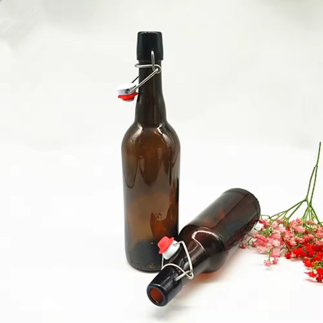 Swinging cap sealed glass beer bottle 3