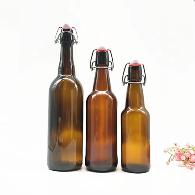 Swinging cap sealed glass beer bottle 5