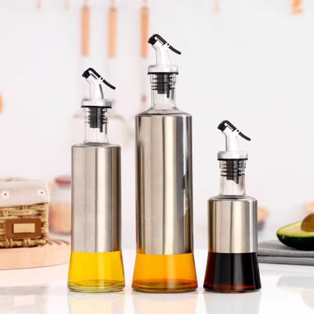 glass bottle steel oil bottle anti drop no oil leakage with cap 2 glass bottle steel oil bottle anti drop no oil leakage with cap 2