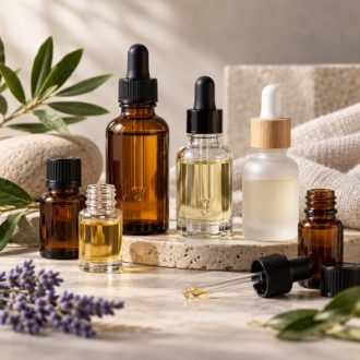 Amber clear and frosted glass essential oil bottles with dropper caps for wholesale packaging