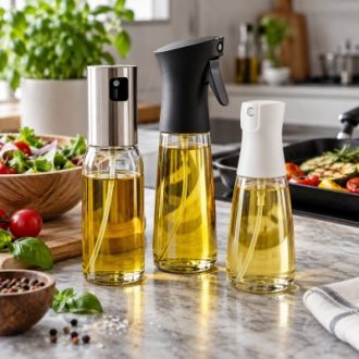 Glass oil spray bottles with different pump sprayers for wholesale kitchenware supply